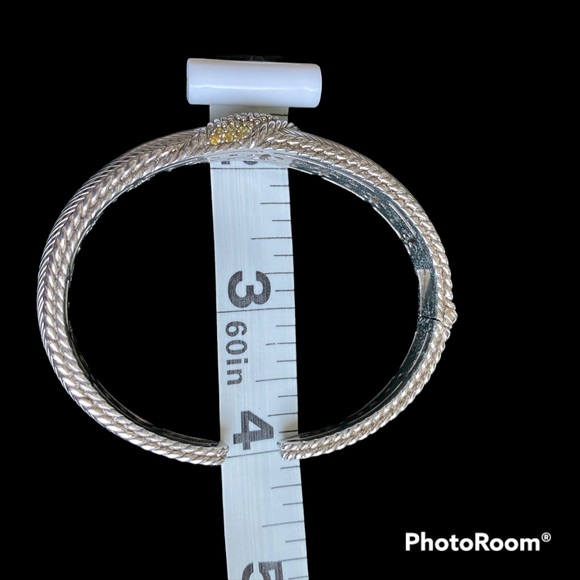 Judith Ripka Sterling Silver Hinged Bracelet with yellow sapphire - Picture 3 of 7